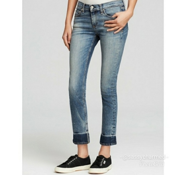 RAG & BONE CROP JEAN Womens Sz 25 Newquay Denim Skinny Split Hem Jeans. - Picture 1 of 10